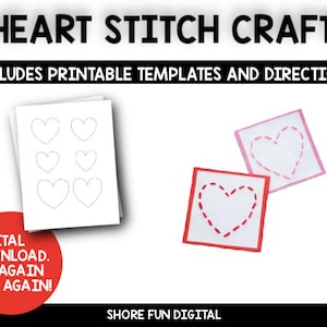 Heart Stitch Craft Template with Directions