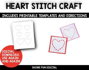 Heart Stitch Craft Template with Directions