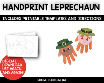 Handprint Leprechaun Craft Template with Directions