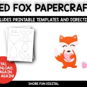 Red Fox Papercraft Template with Directions