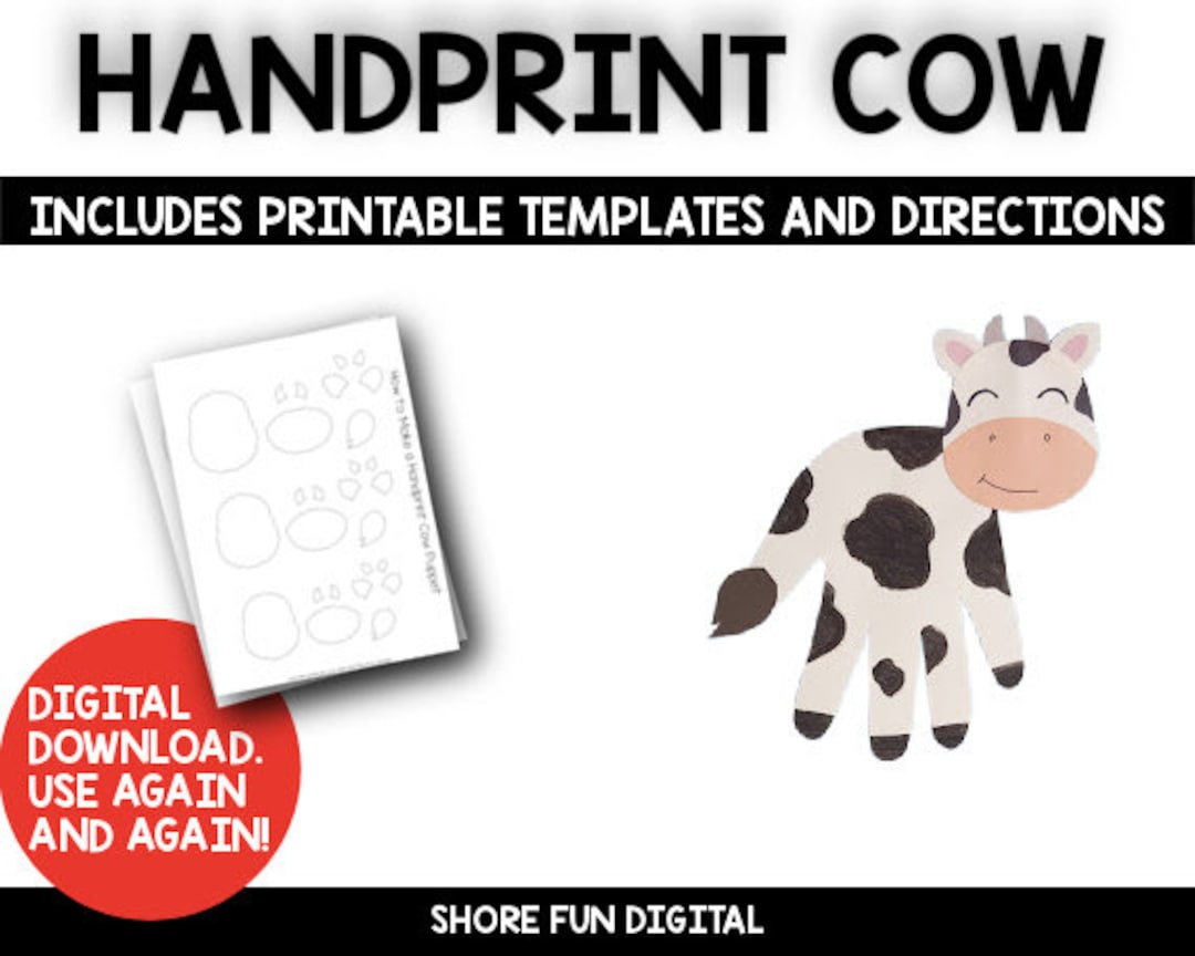 Cow Handprint Puppet Craft Template With Directions Etsy Cow Handprint Puppet Craft Template With Directions Etsy