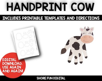 Modèle d'artisanat de marionnettes à empreinte de main de vache avec instructions