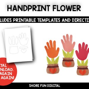 Handprint Flower Craft Template with Directions