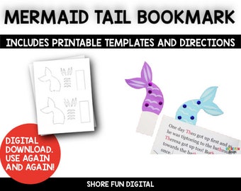 Mixed Media Mermaid Art Project Template with Directions