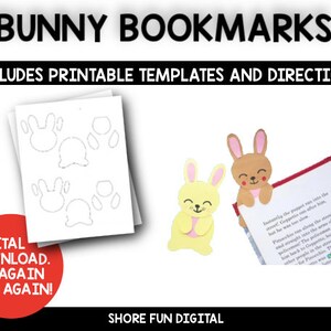 Bunny Bookmark Craft Template with Directions