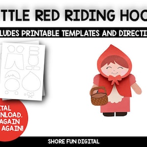 Little Red Riding Hood Paper Bag Puppet Craft Template with Directions