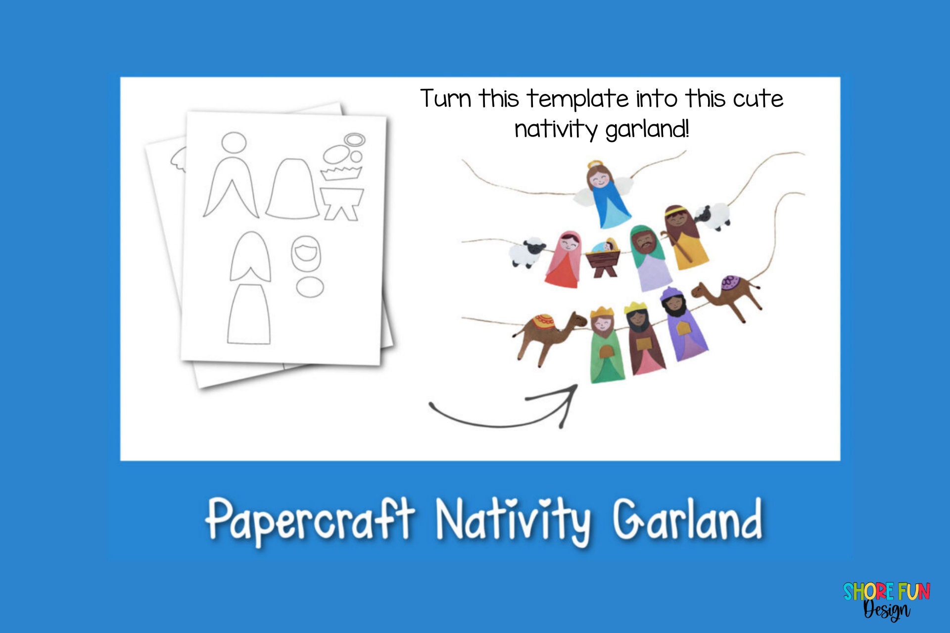 Papercraft Nativity Garland Craft Template With Directions - Etsy