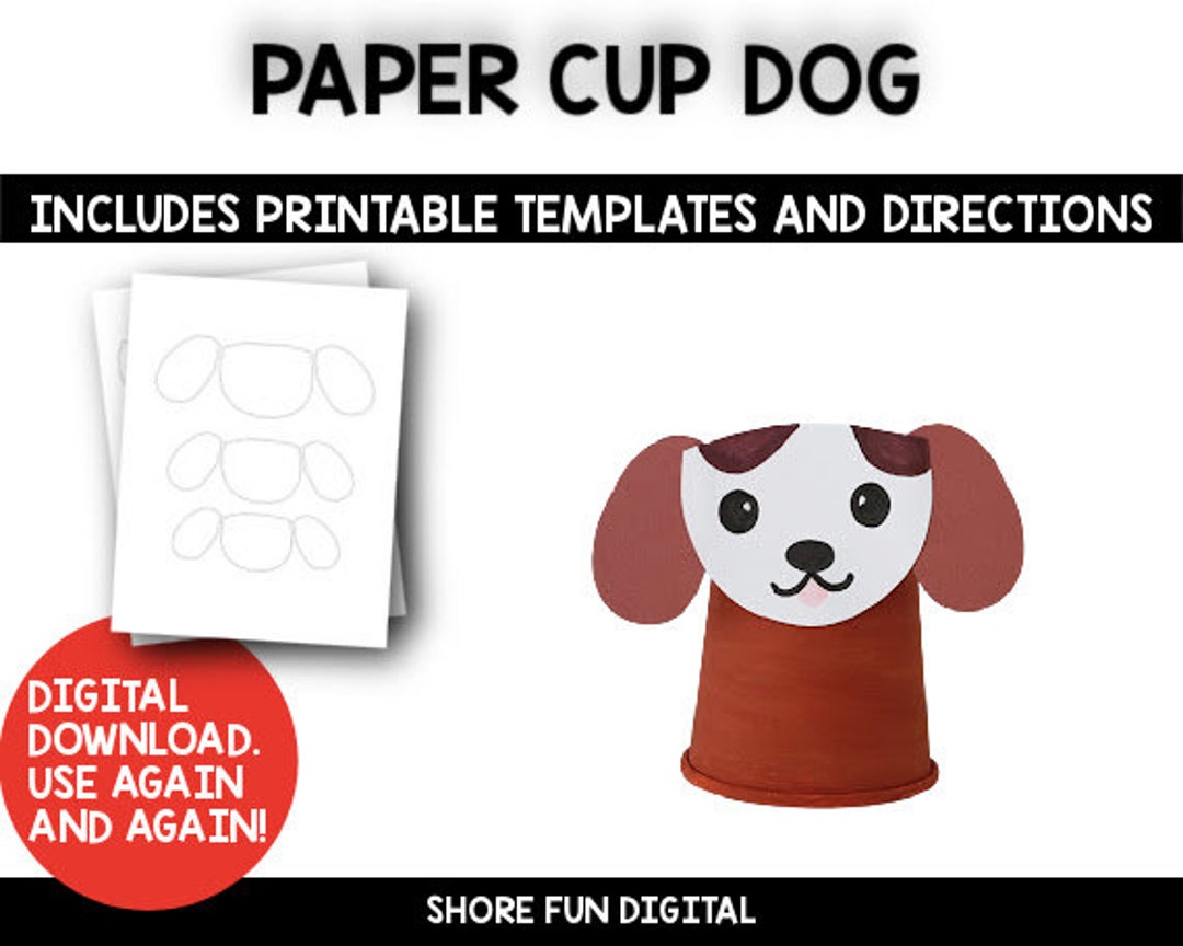 Paper Cup Dog Craft Template With Directions - Etsy