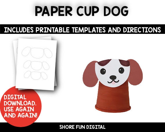 Paper Cup Dog Craft Template With Directions - Etsy