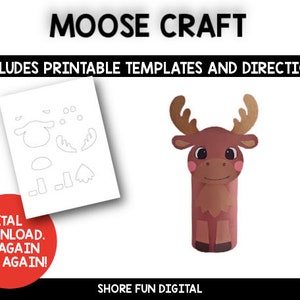 Toilet Paper Roll Moose Craft Template with Directions