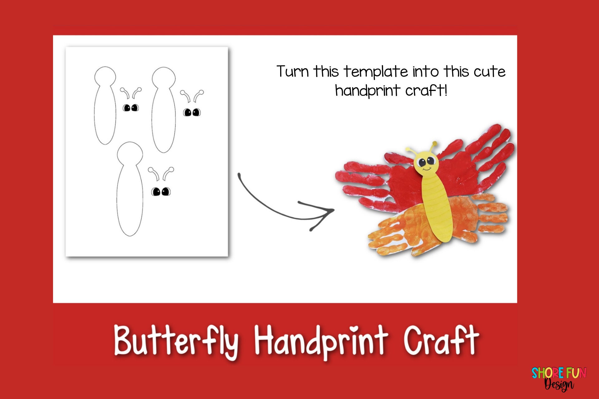 Butterfly Handprint Craft Template With Directions Etsy Butterfly Handprint Craft Template With Directions Etsy