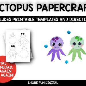 Octopus Papercraft Template with Directions