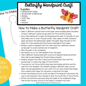 Butterfly Handprint Craft Template With Directions - Etsy