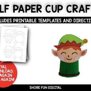 Elf Paper Cup Craft Template with Directions
