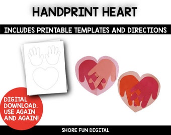 Handprint Heart Craft Template with Directions