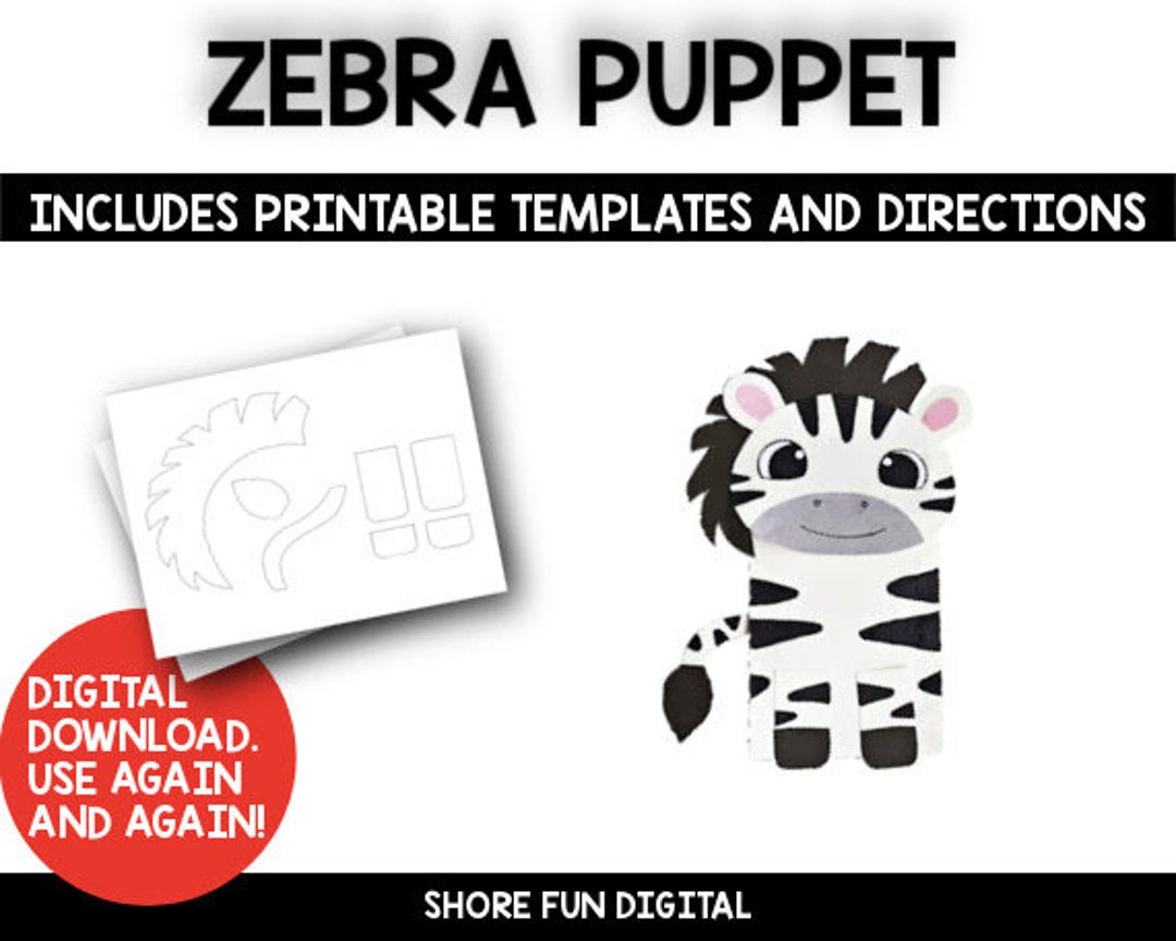 Zebra Paper Bag Puppet Craft Template With Directions Etsy