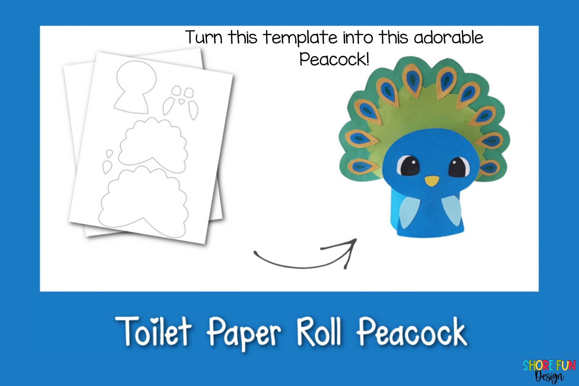 Peacock Toilet Paper Roll Craft Template With Directions - Etsy