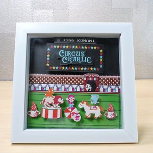Handcut 3D Retro Games Diorama Frame: Circus Charlie NES - 20x20cm Shadowbox