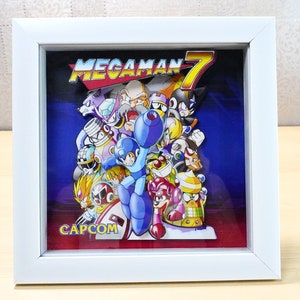 Handcut 3D Retro Games Diorama Frame: Megaman 7 Cover (Rockman) - 20x20cm Shadowbox