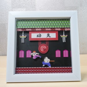 Handcut 3D Retro Games Diorama Frame: Yie Ar Kungfu 1985 NES - 20x20cm Shadowbox