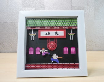 3D Retro Games Diorama Frame: Yie Ar Kungfu 1985 NES - 20x20cm Shadowbox with music