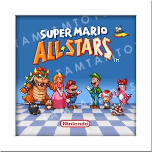 3D Retro Games Diorama Frame: Super Mario All STAR Title Scene - 20x20cm Shadowbox