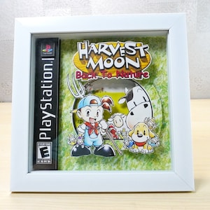 Handcut 3D Retro Games Diorama Frame: Harvest Moon PSX cover - 20x20cm Shadowbox