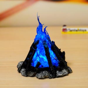 Handmade Blue Bonfire - Blue Campfire Miniature fit on scale 1/6 or 1/12 With Light up Function