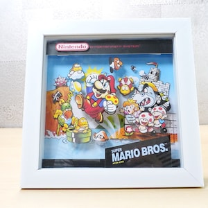 Cadre 3D Retro Games Diorama : pochette Super Mario Bros NES - 20 x 20 cm Shadowbox