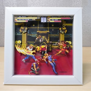 Diorama 3D de Streets of Rage: Caja de sombras de juego retro cortada a mano (20 x 20 cm)