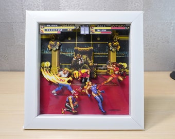 Diorama 3D de Streets of Rage: Caja de sombras de juego retro cortada a mano (20 x 20 cm)