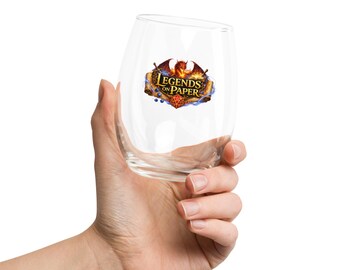 Legends on Paper Dragon Logo Stemless wine glass