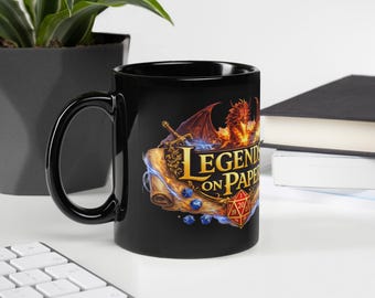 Legends on Paper Dragon Logo Black Glossy Mug