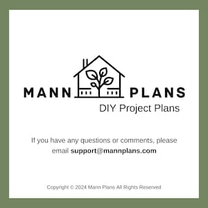 May include: Black and white logo for Mann Plans, a company that provides DIY project plans. The logo features a house with a tree growing out of it. The text "MANN PLANS" is written in bold letters above the house, and the text "DIY Project Plans" is written below the house.