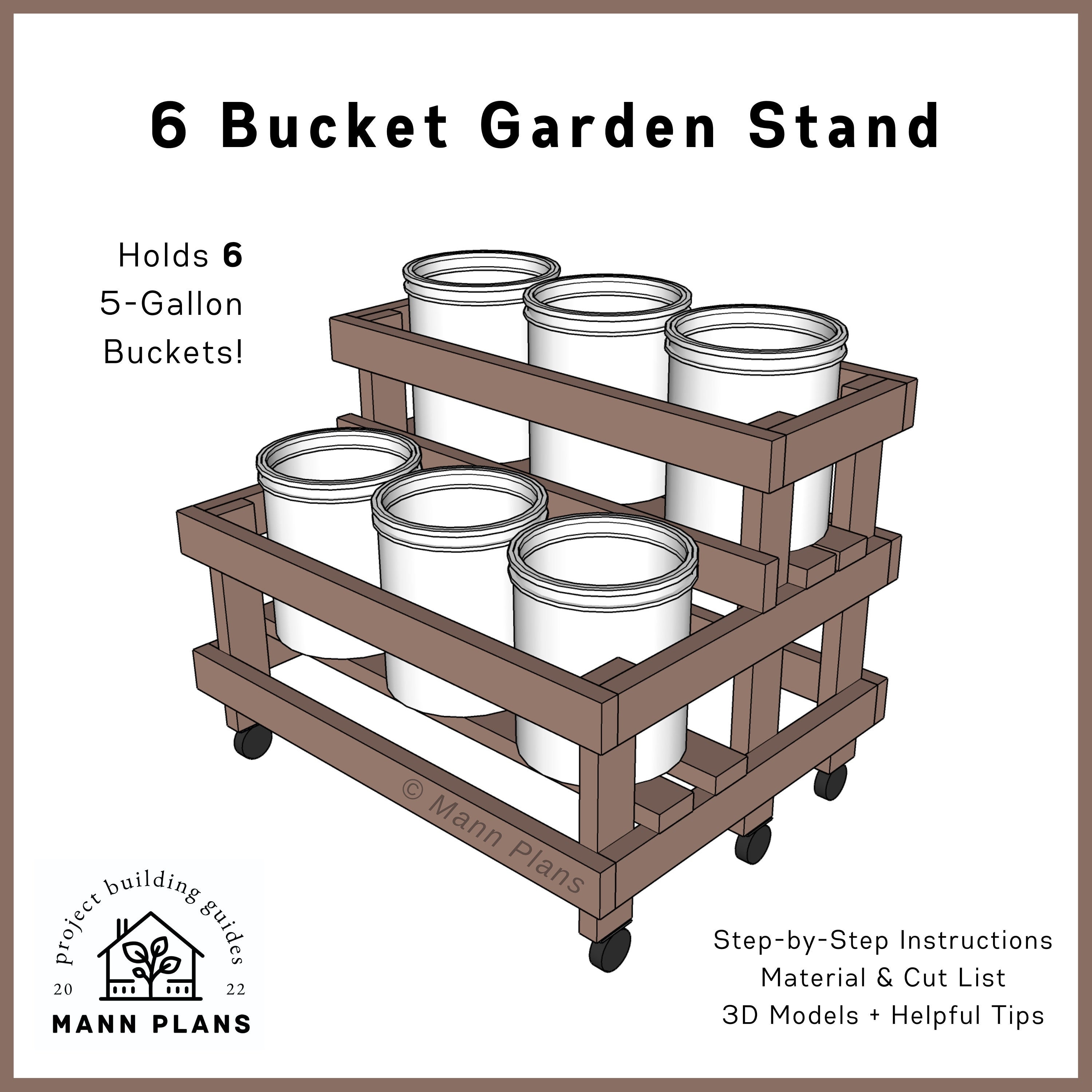 5gallon Bucket DIY Garden Stand 6 Buckets PDF Download Etsy
