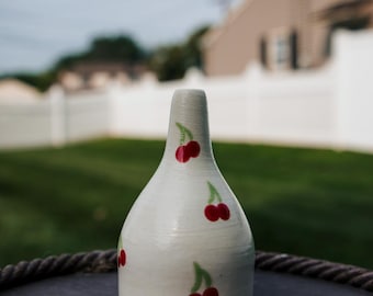 Hand Thrown Cherry Vase - Glazed Single Flower Vase