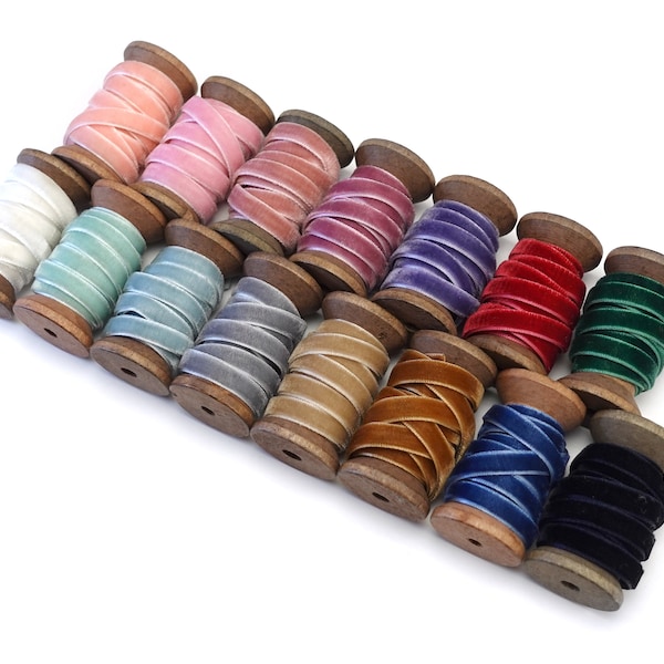 Velvet Ribbon 15 Colors / wedding Bouquet / Crafting Scrapbooking/ Handmade Velvet Ribbons / Bulk Weaving Velvet / Gift Wrapping