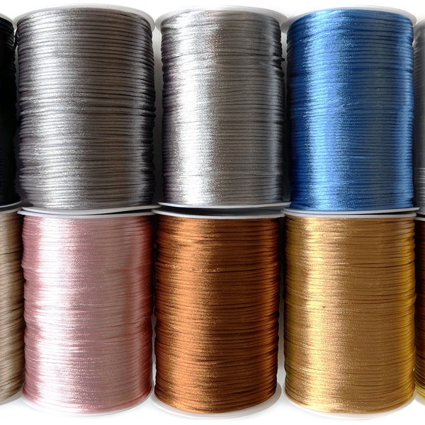 2mm x 13 yards Satin Rattail Cord - Multiple Colors - Size 2mm Length 13yds per bundle Bracelet Jewelry making