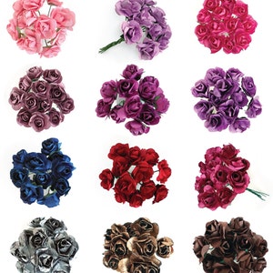 Miniature Paper Tea Roses 30 colors Scrapbooking, Card Craft, Mini Bouquet Flowers