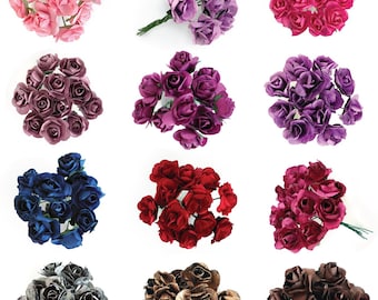 Miniature Paper Tea Roses 30 colors Scrapbooking, Card Craft, Mini Bouquet Flowers