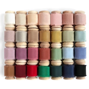 Ruban de soie 100 % soie 1/2" 1" et 2" avec bord brut ruban crêpe de soie pour faire-part de mariage stationnaire emballage cadeau teint à la main