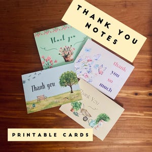 Tarjetas de agradecimiento / Archivo PDF IMPRIMIBLE SOLAMENTE / Tarjeta de acuarela / Tarjetas de gratitud / Notas de agradecimiento / Gracias