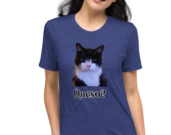 ケソキャットTシャツ、面白いスナック好きTシャツ