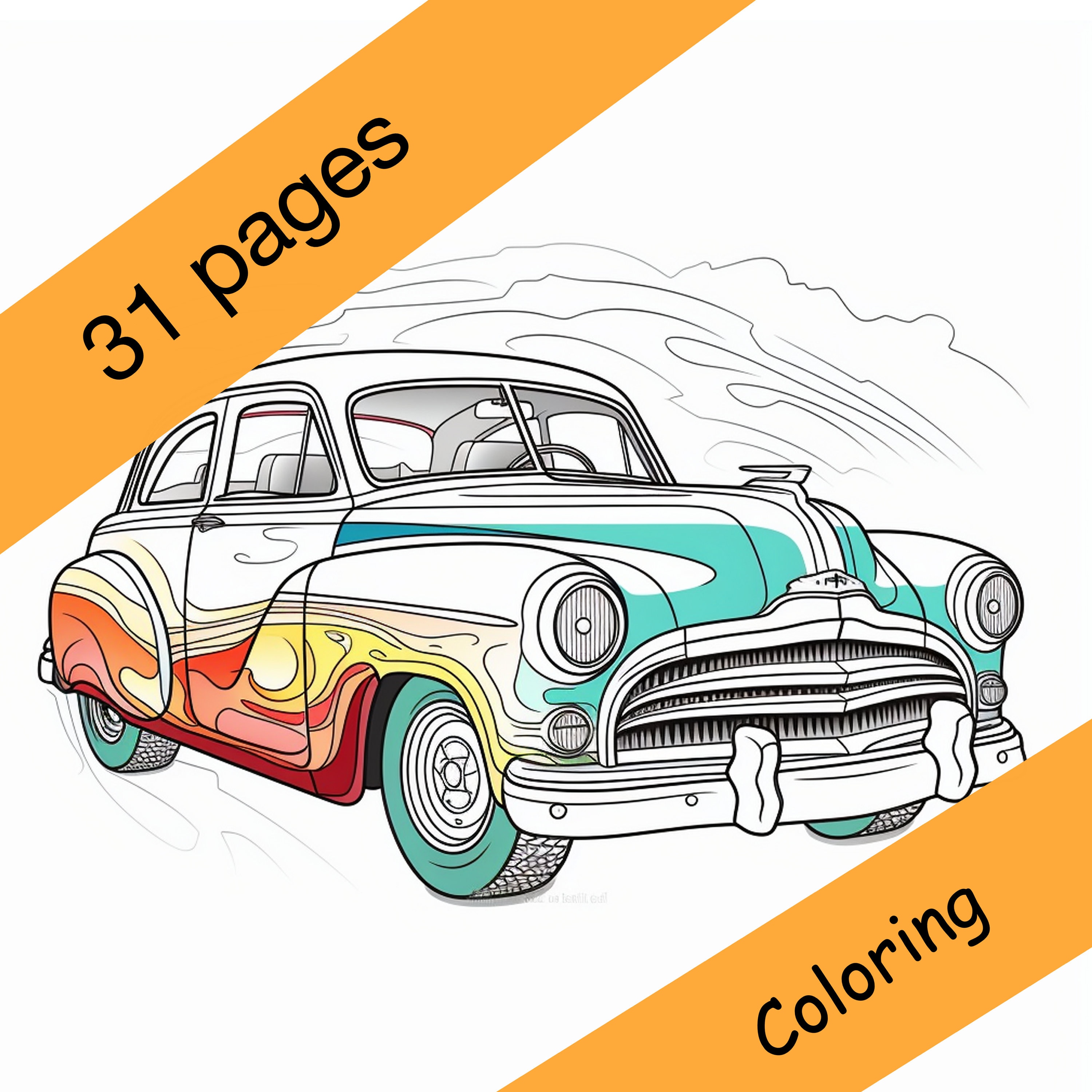 Green Car Coloring Page for Kids