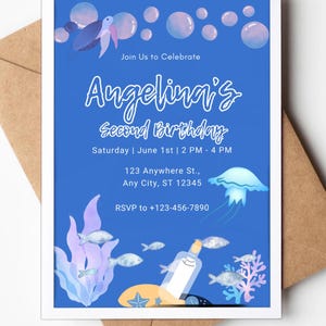 Under the Sea Birthday Invitation - Printable Editable Ocean Party Invitation