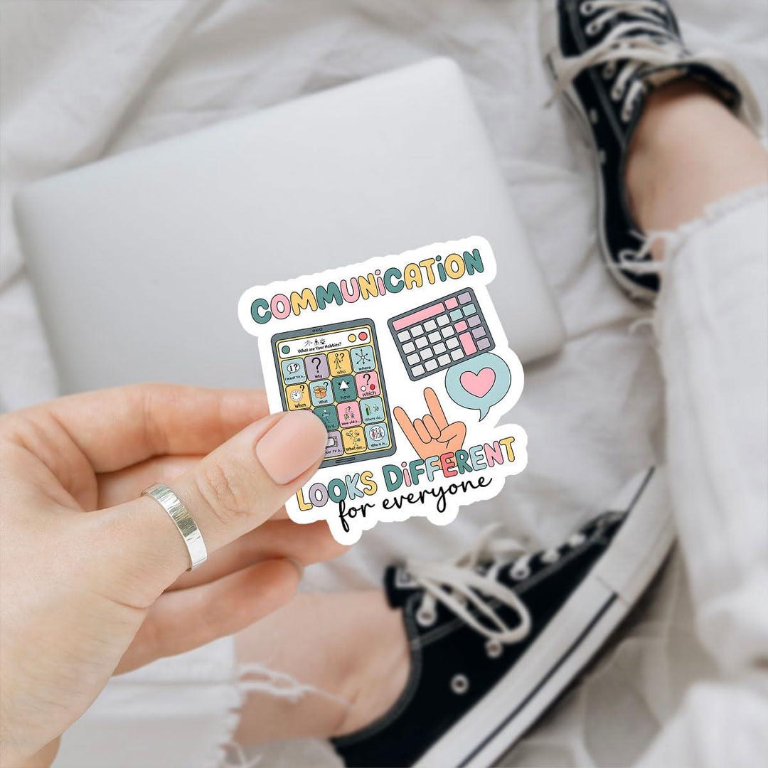 Communication Related Sticker 3PCS Communication Looks Different Sticker – AAC & Sign Language ...