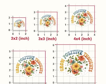 Grow Positive Thoughts Sticker, Waterproof Floral Decal