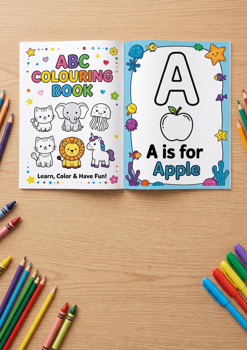ABC Coloring Book Printable, Alphabet Coloring Pages for Toddlers, Kids ...