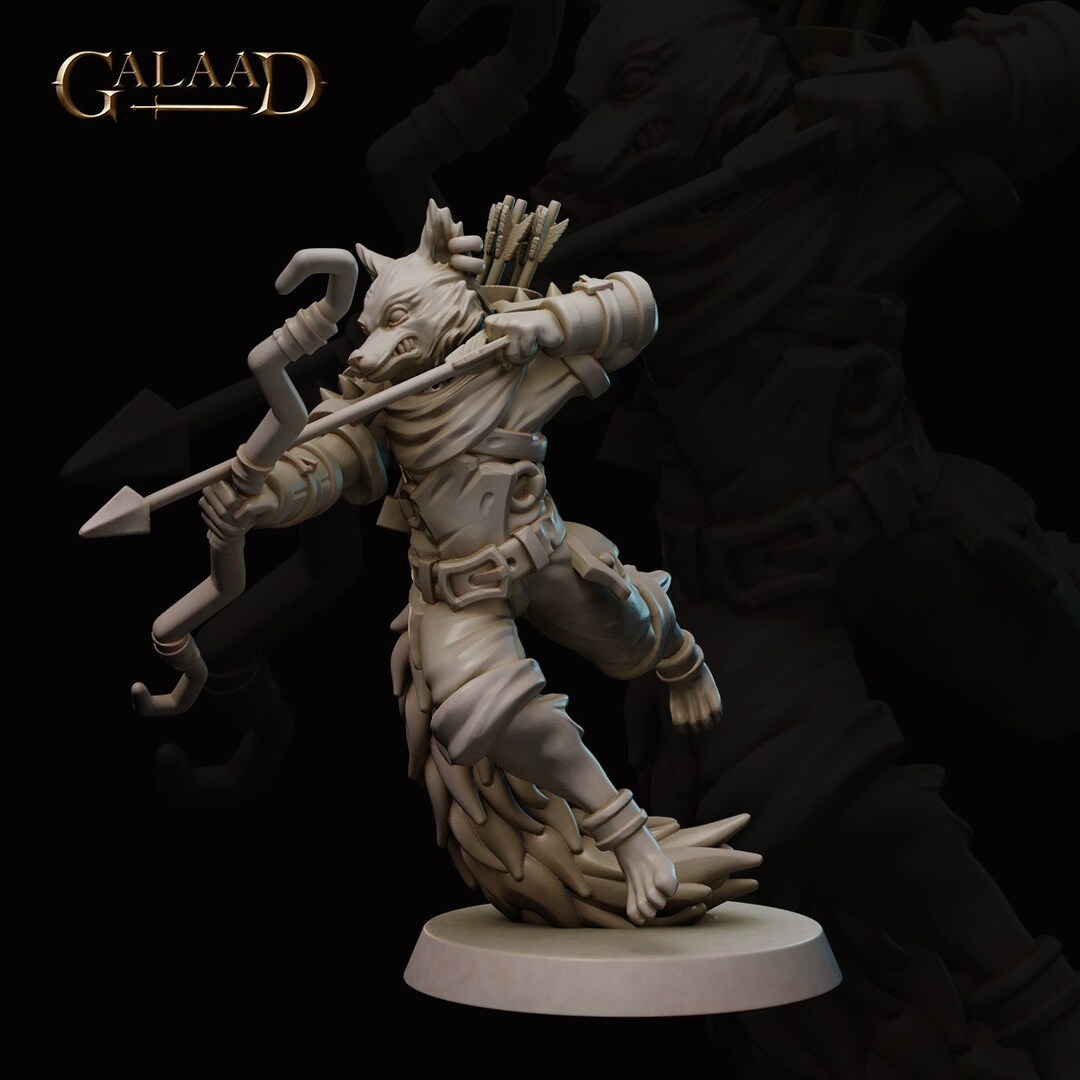 Kitsune Archer Galaad Miniatures RPG Fantasy Miniature D&D Pathfinder