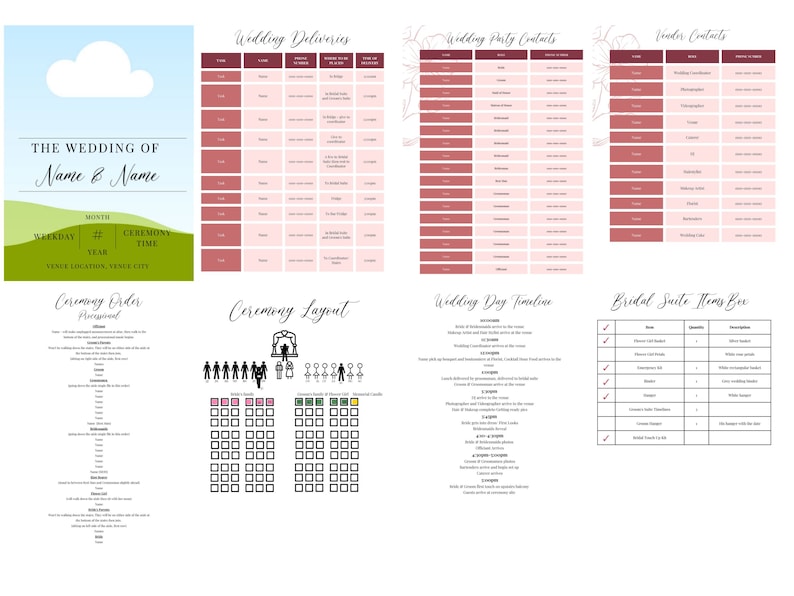 Wedding Binder Template 40+ Pages for Bride, Canva, Printable Editable Template, Wedding Planner Digital Download image 2
